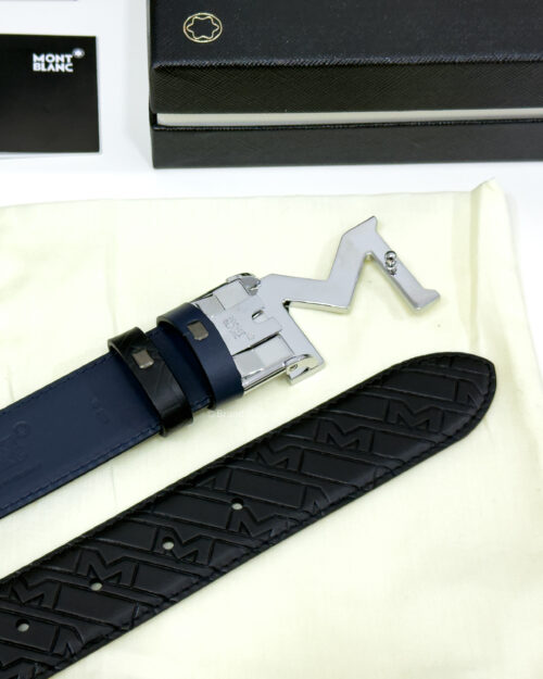 Montblanc M Buckle Black/Blue 35MM Reversible Leather Belt