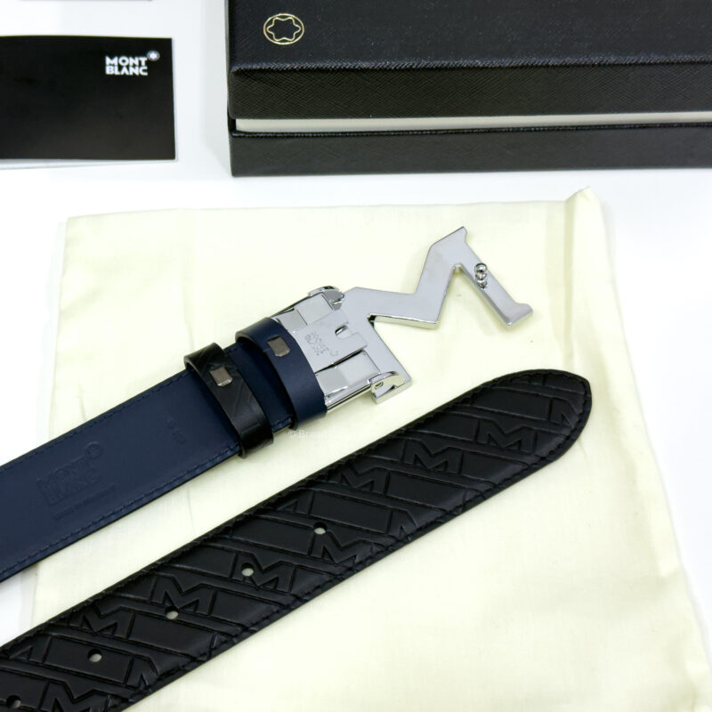 Montblanc M Buckle Black/Blue 35MM Reversible Leather Belt
