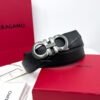 Ferragamo Gancini Buckle Black Reversible Leather Belt