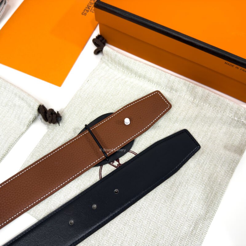 Hermes Horseshoe Buckle Black/Havan Reversible Belt