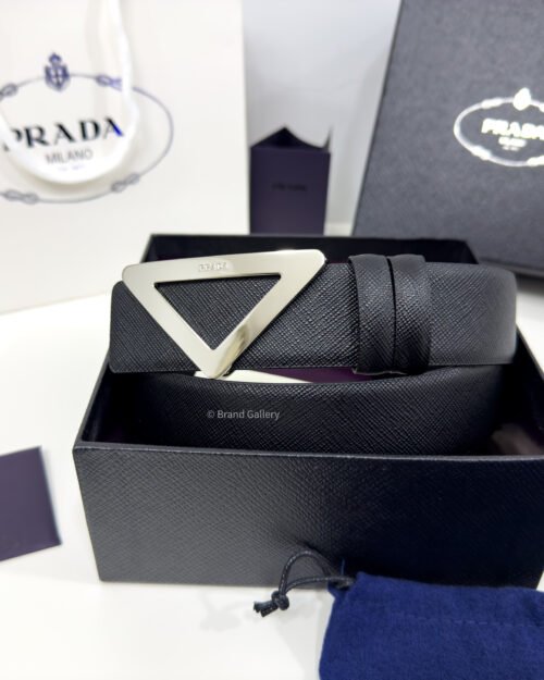 Prada Saffiano Black 35mm Leather Belt