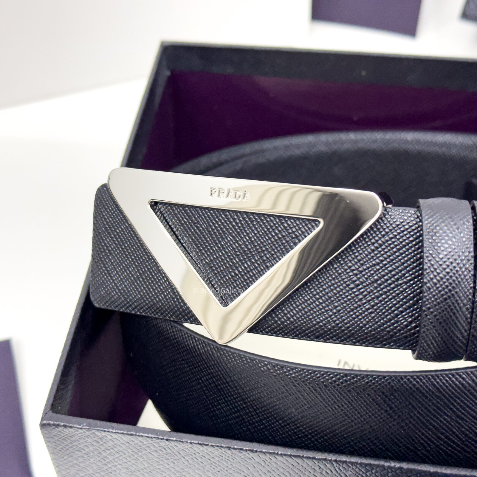 Prada Saffiano Black 35mm Leather Belt