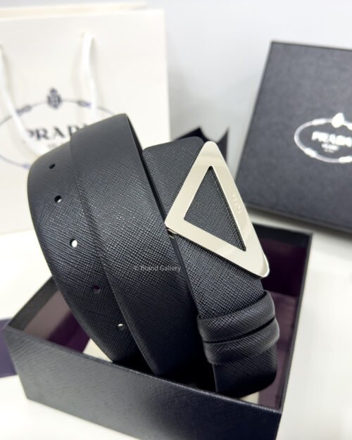 Prada Saffiano Black 35mm Leather Belt