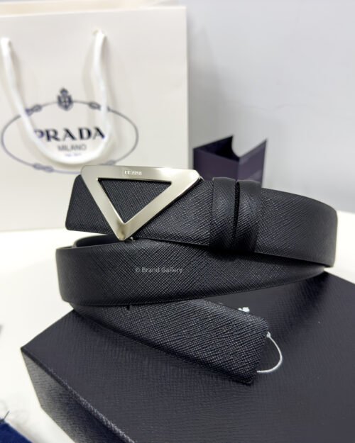 Prada Saffiano Black 35mm Leather Belt