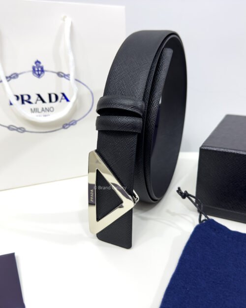 Prada Saffiano Black 35mm Leather Belt
