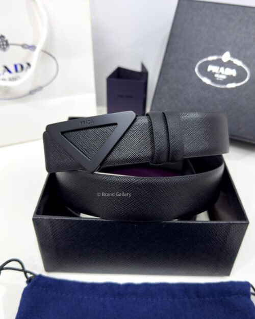 Prada Saffiano Black 35mm Leather Belt
