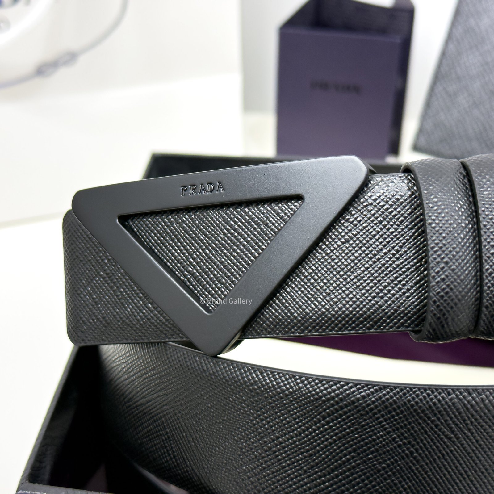 Prada Saffiano Black 35mm Leather Belt