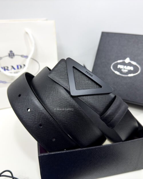 Prada Saffiano Black 35mm Leather Belt