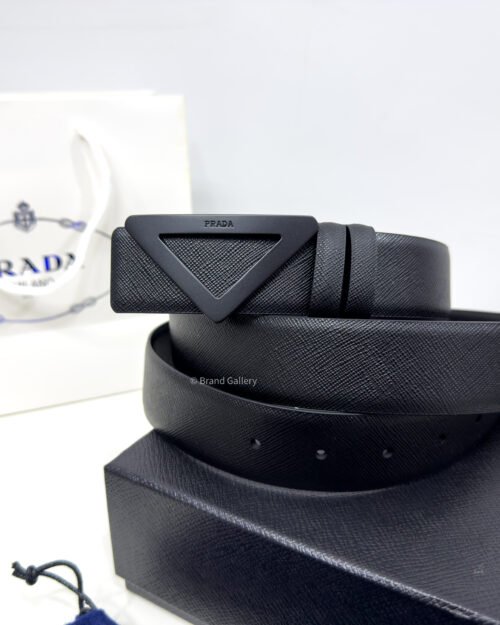 Prada Saffiano Black 35mm Leather Belt