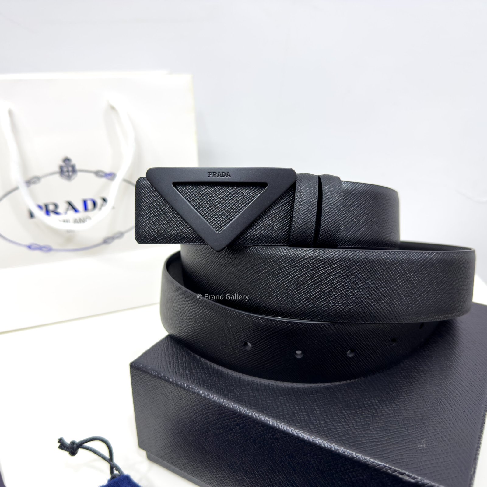 Prada Saffiano Black 35mm Leather Belt