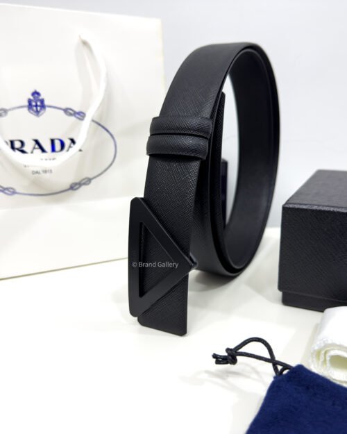 Prada Saffiano Black 35mm Leather Belt