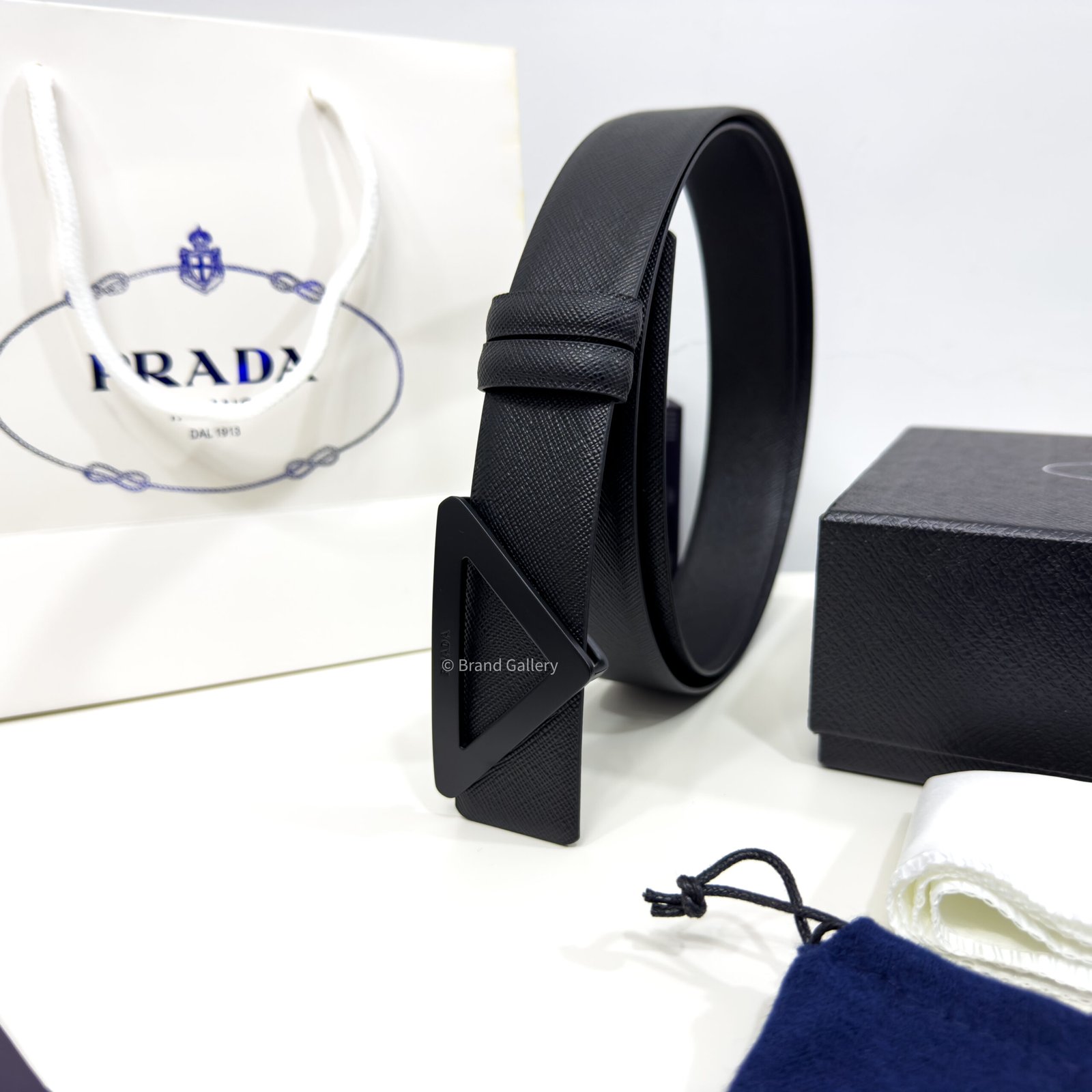 Prada Saffiano Black 35mm Leather Belt