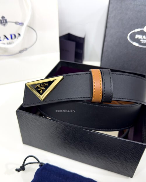 Prada Black/Havan 35mm Reversible Leather Belt