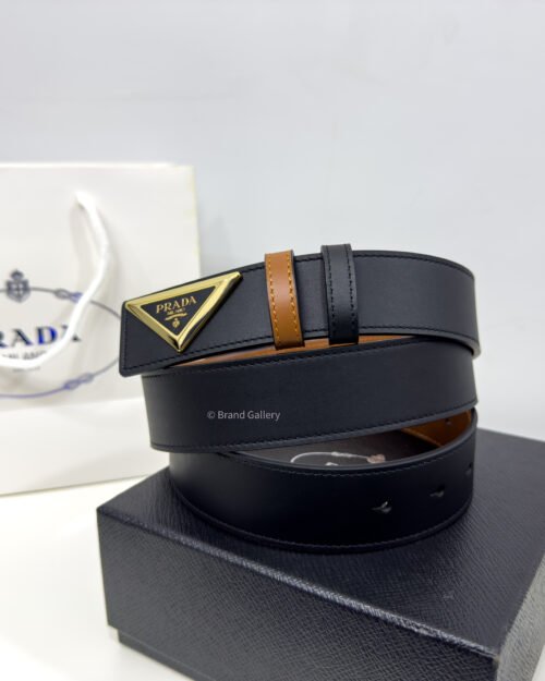 Prada Black/Havan 35mm Reversible Leather Belt
