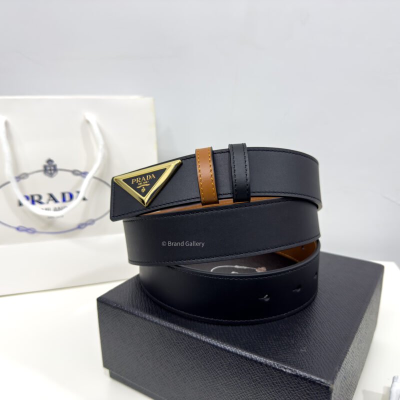 Prada Black/Havan 35mm Reversible Leather Belt