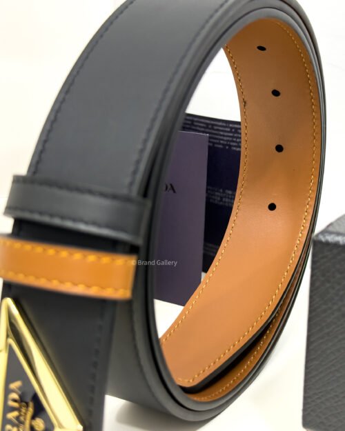 Prada Black/Havan 35mm Reversible Leather Belt