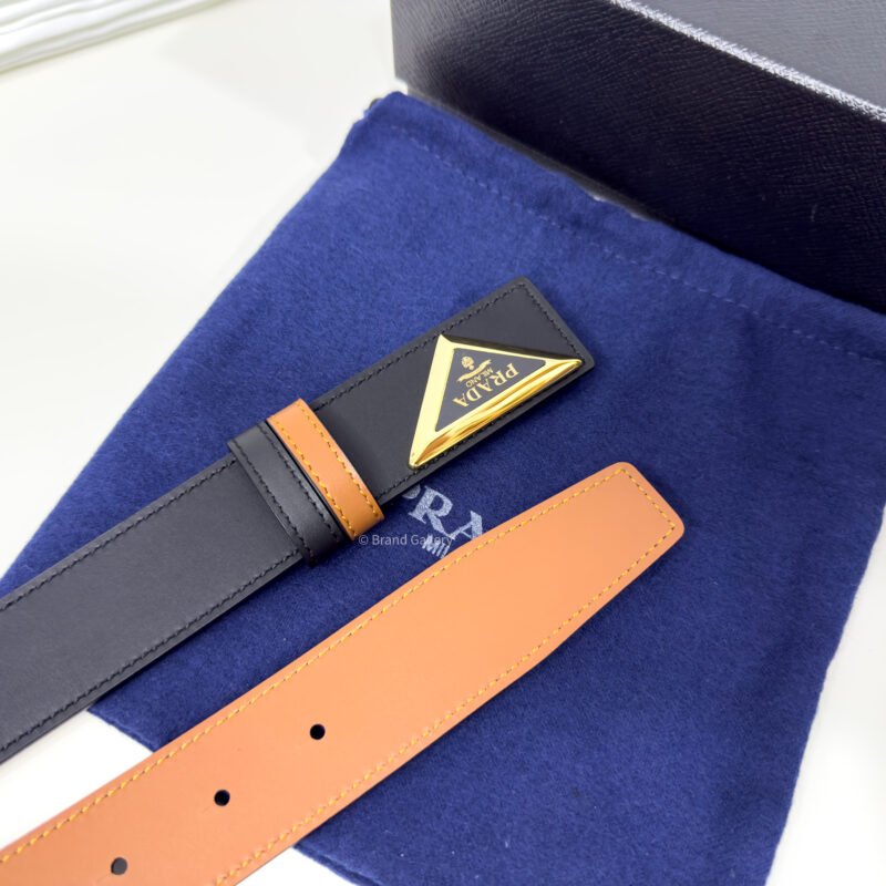 Prada Black/Havan 35mm Reversible Leather Belt