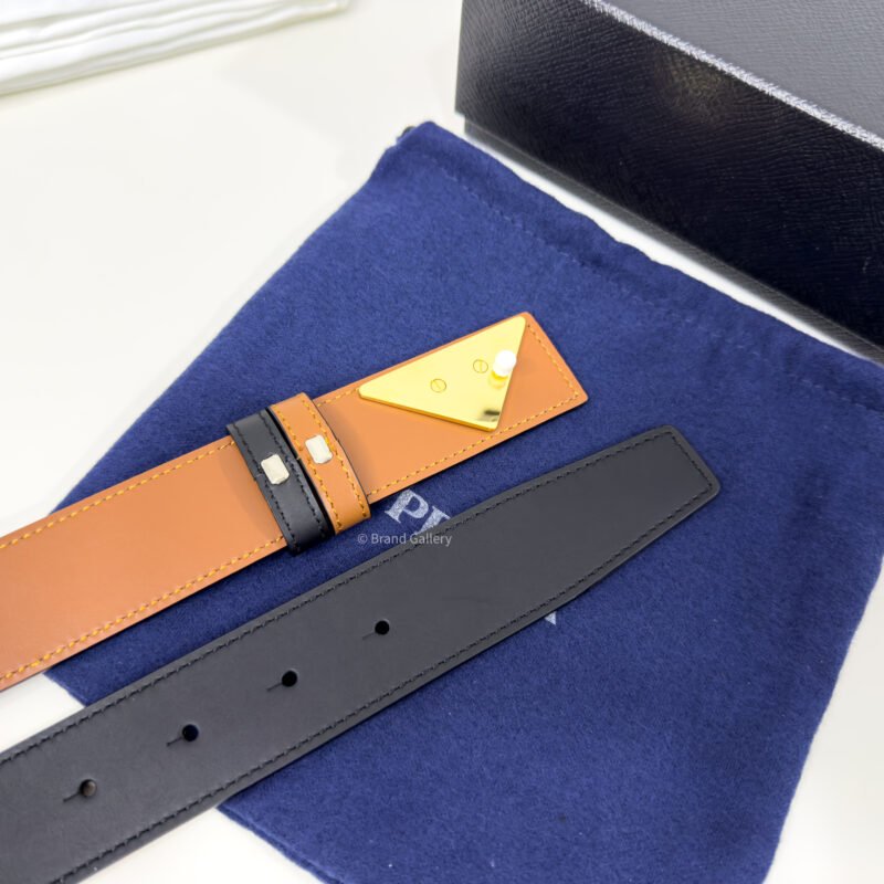 Prada Black/Havan 35mm Reversible Leather Belt