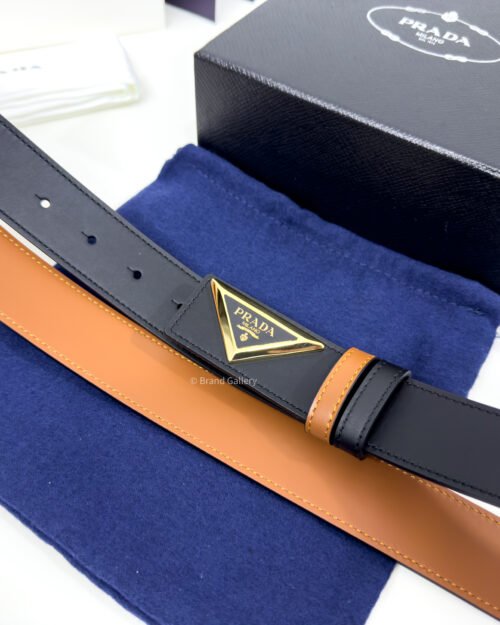 Prada Black/Havan 35mm Reversible Leather Belt