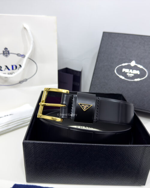 Prada Classic Black 35mm Leather Belt