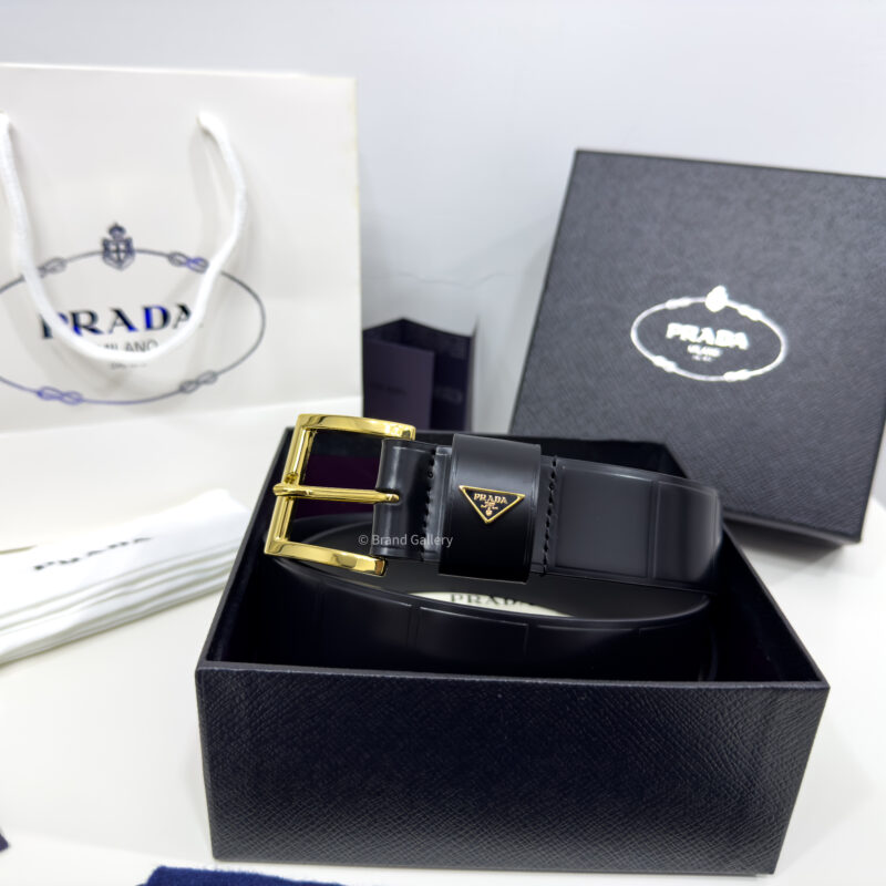 Prada Classic Black 35mm Leather Belt