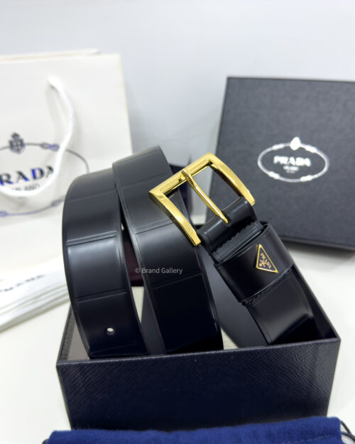 Prada Classic Black 35mm Leather Belt