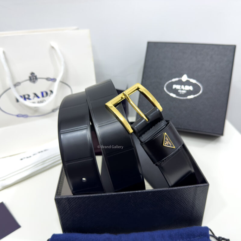 Prada Classic Black 35mm Leather Belt