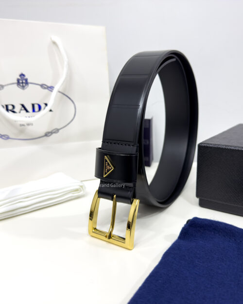 Prada Classic Black 35mm Leather Belt