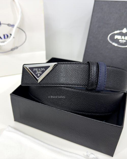 Prada Black/Blue 35mm Reversible Leather Belt