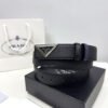 Prada Black/Blue 35mm Reversible Leather Belt
