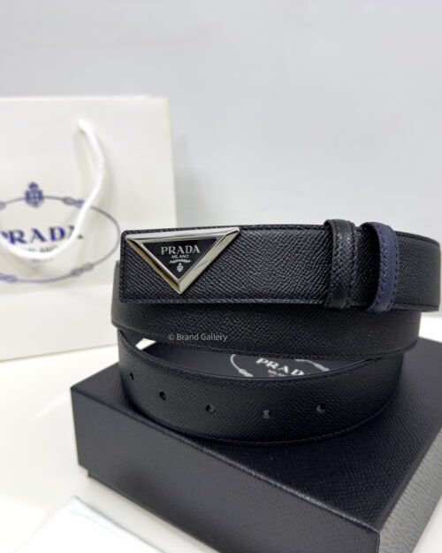 Prada Black/Blue 35mm Reversible Leather Belt