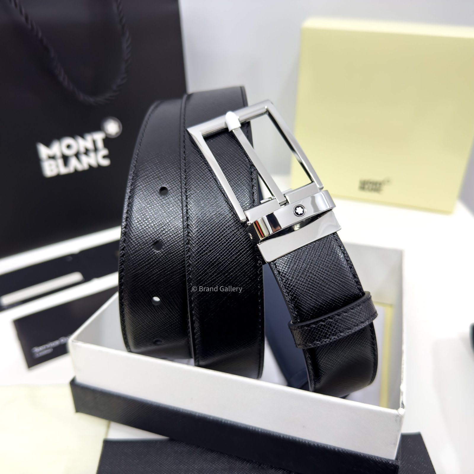 Montblanc Black/Blue 35MM Reversible Leather Belt