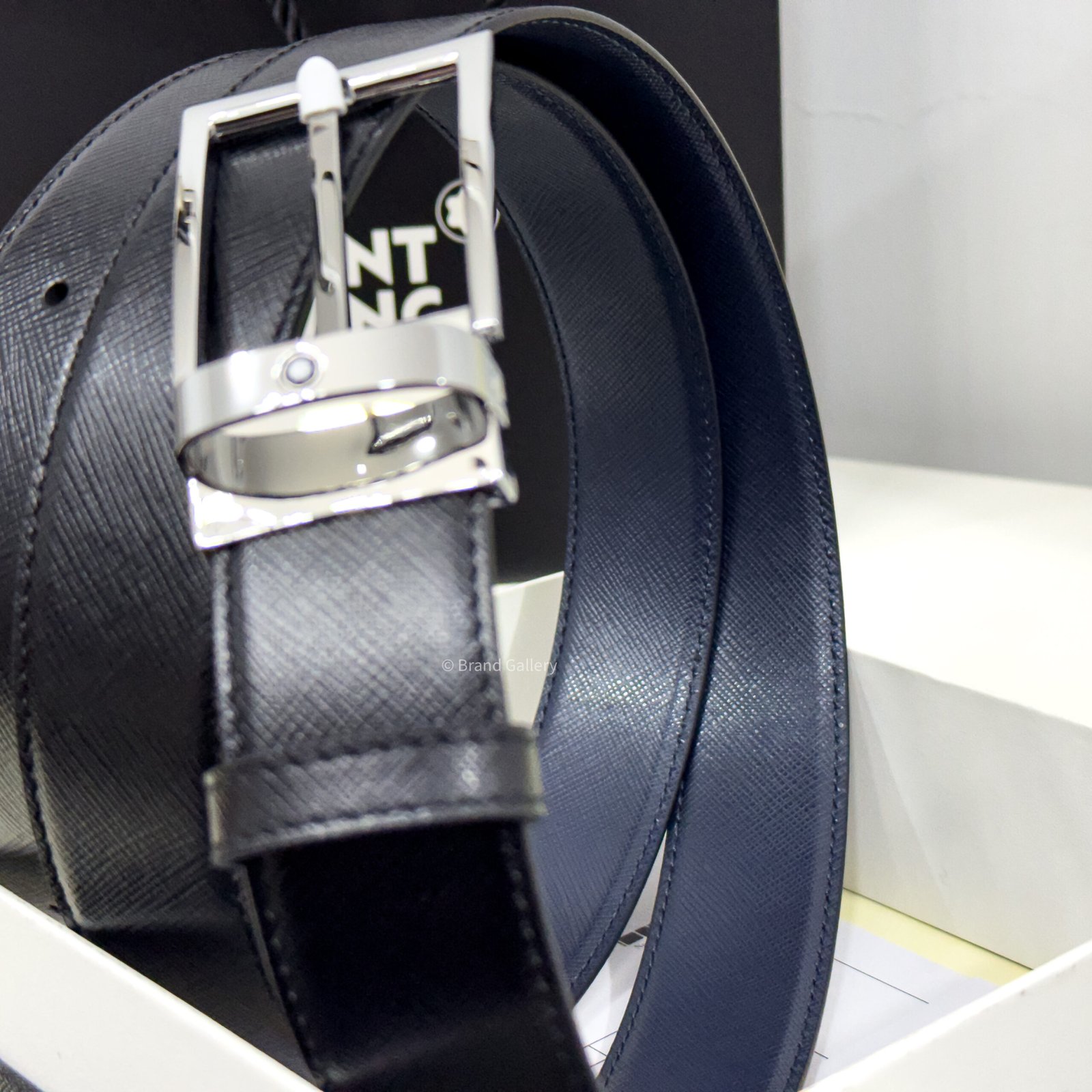 Montblanc Black/Blue 35MM Reversible Leather Belt