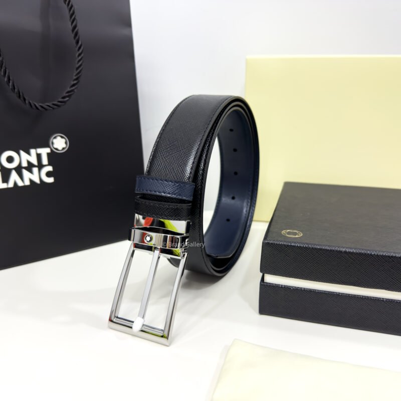 Montblanc Black/Blue 35MM Reversible Leather Belt