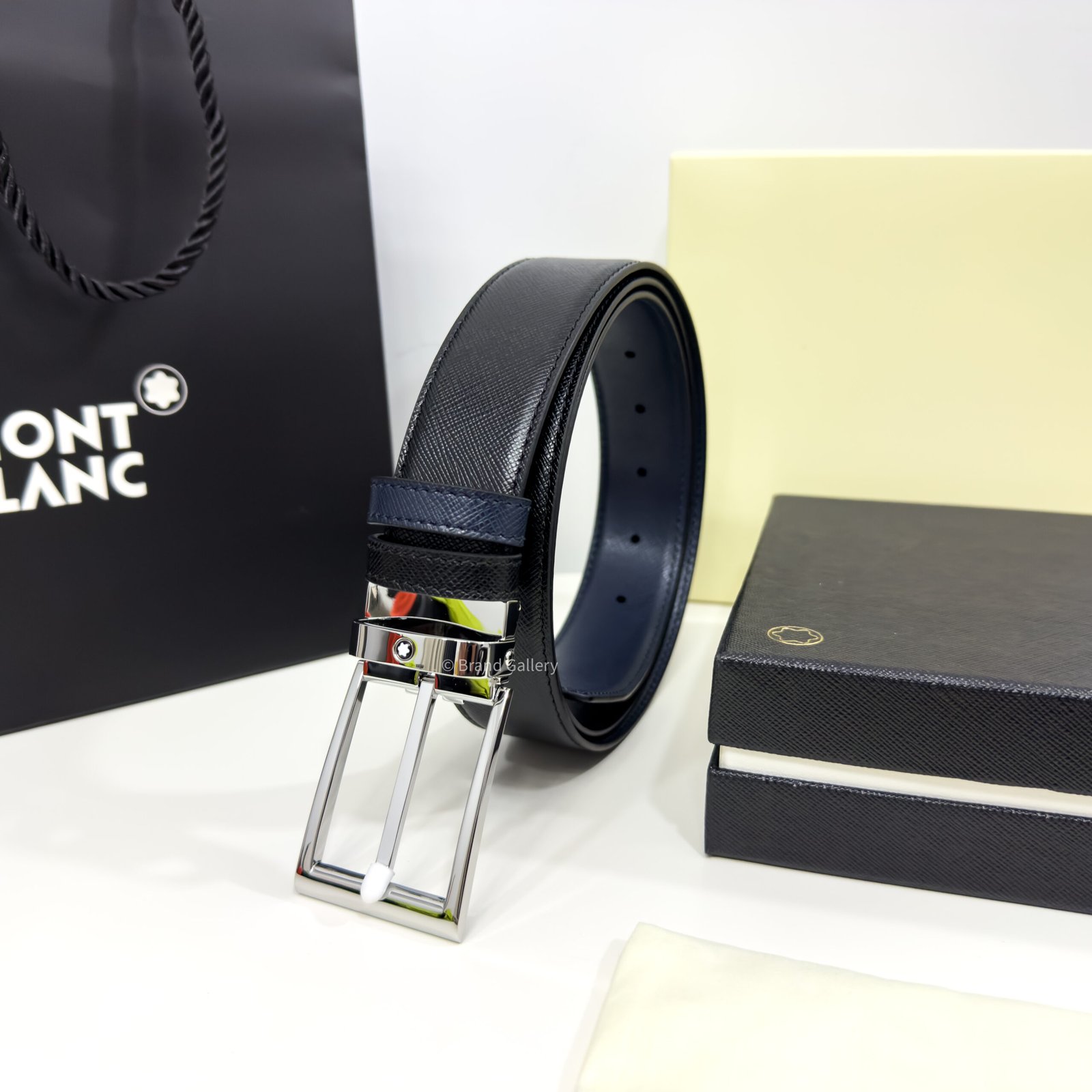 Montblanc Black/Blue 35MM Reversible Leather Belt