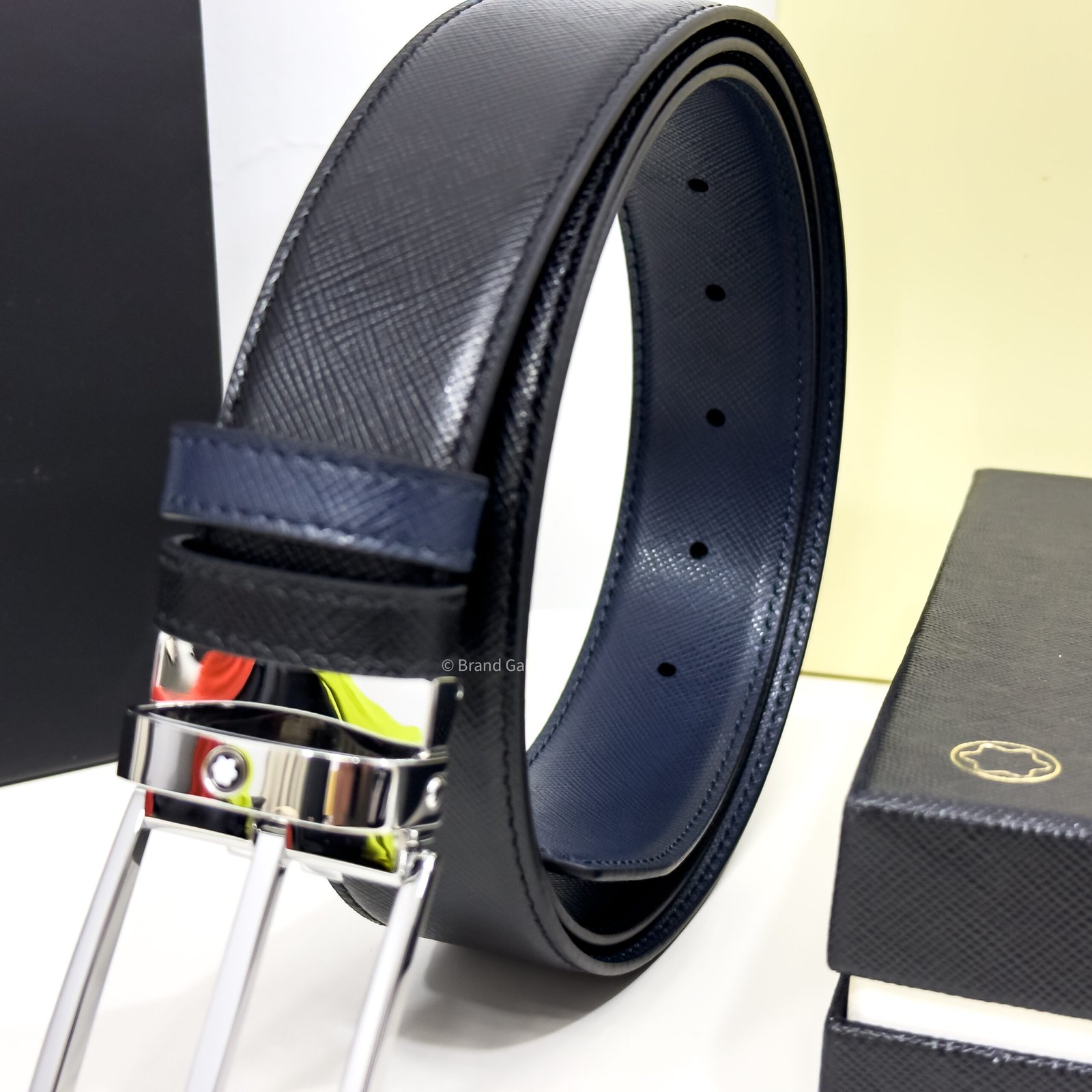 Montblanc Black/Blue 35MM Reversible Leather Belt