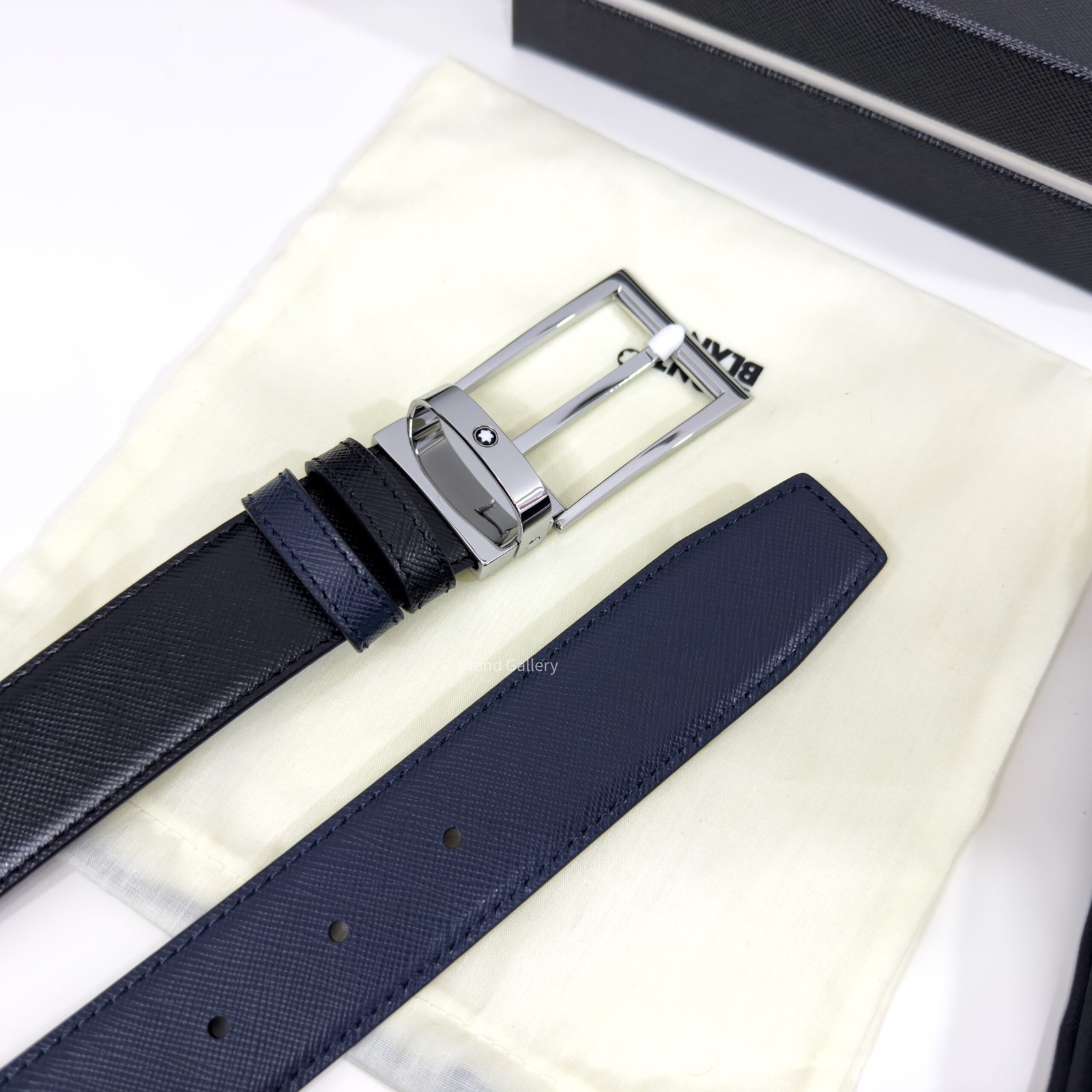 Montblanc Black/Blue 35MM Reversible Leather Belt
