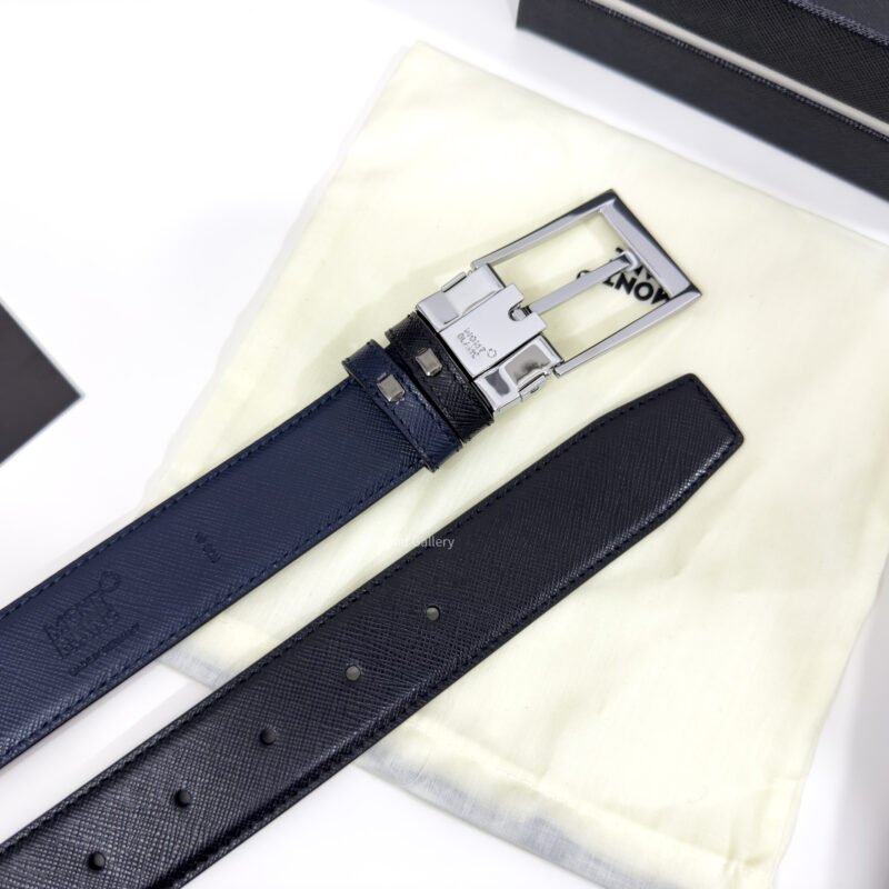 Montblanc Black/Blue 35MM Reversible Leather Belt