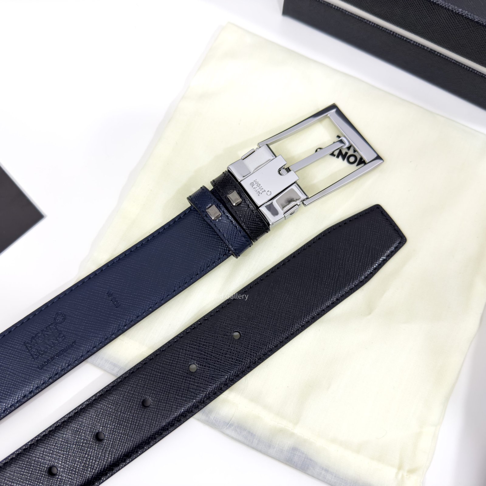 Montblanc Black/Blue 35MM Reversible Leather Belt