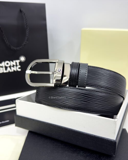 Montblanc Black/Gray 35MM Reversible Leather Belt