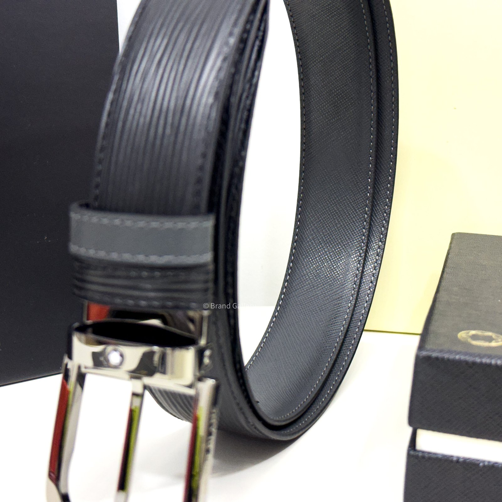 Montblanc Black/Gray 35MM Reversible Leather Belt