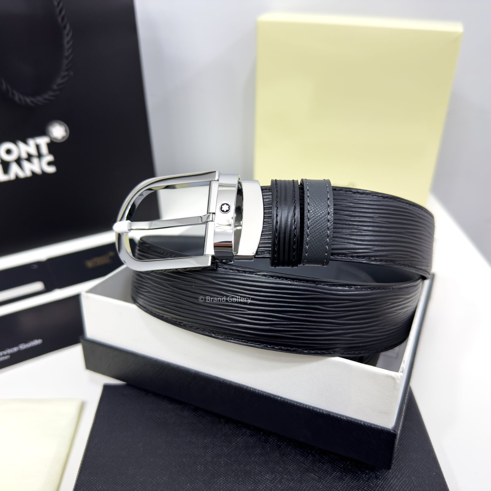 Montblanc Black/Gray 35MM Reversible Leather Belt