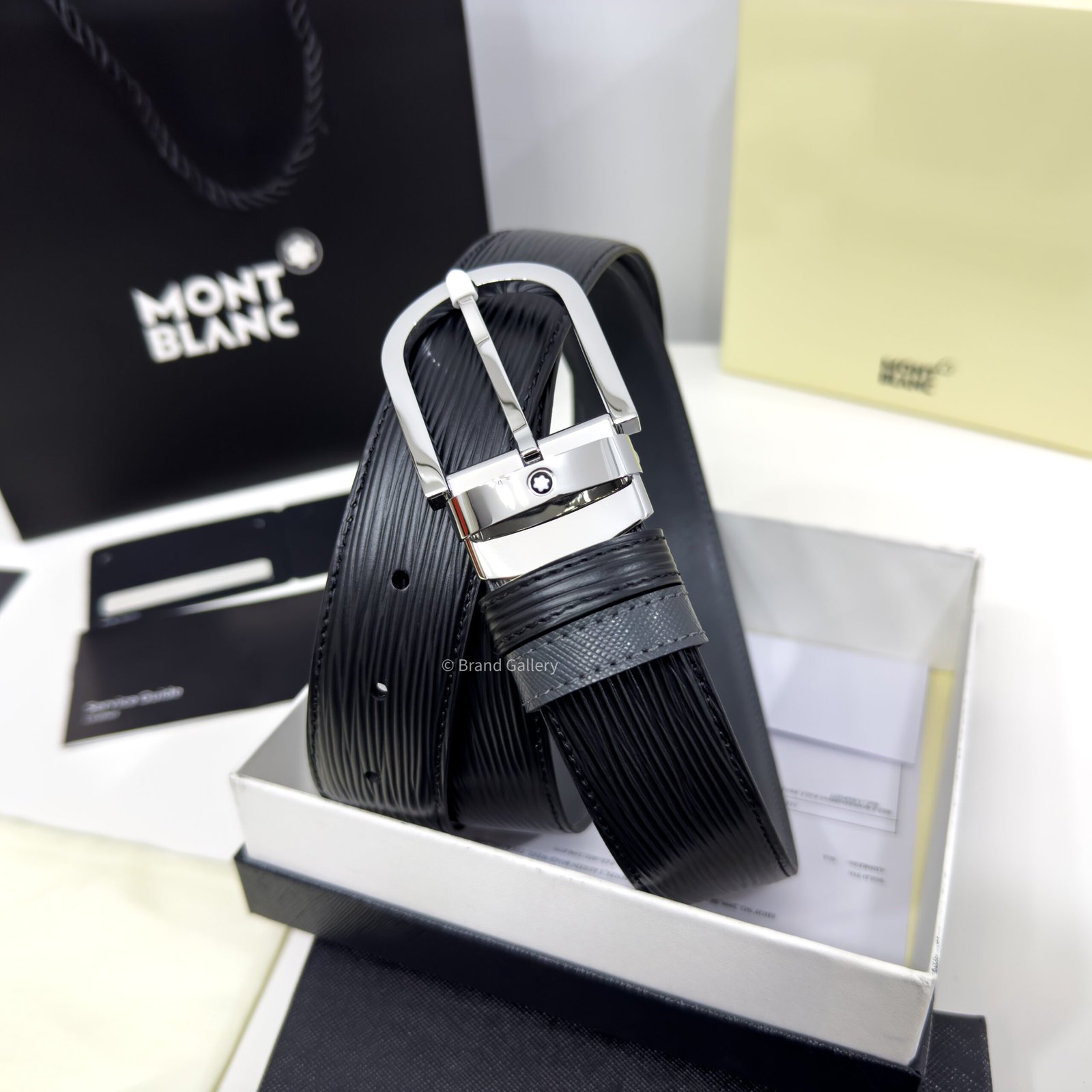 Montblanc Black/Gray 35MM Reversible Leather Belt