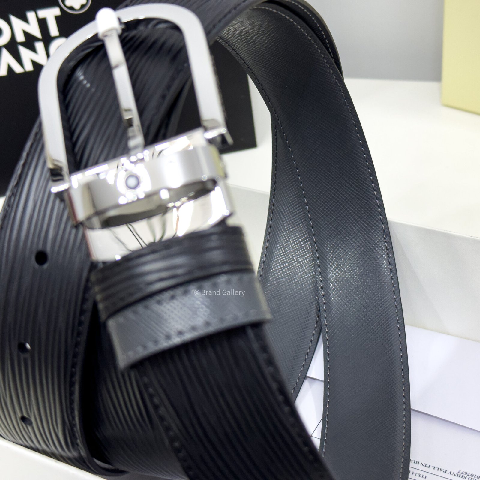 Montblanc Black/Gray 35MM Reversible Leather Belt