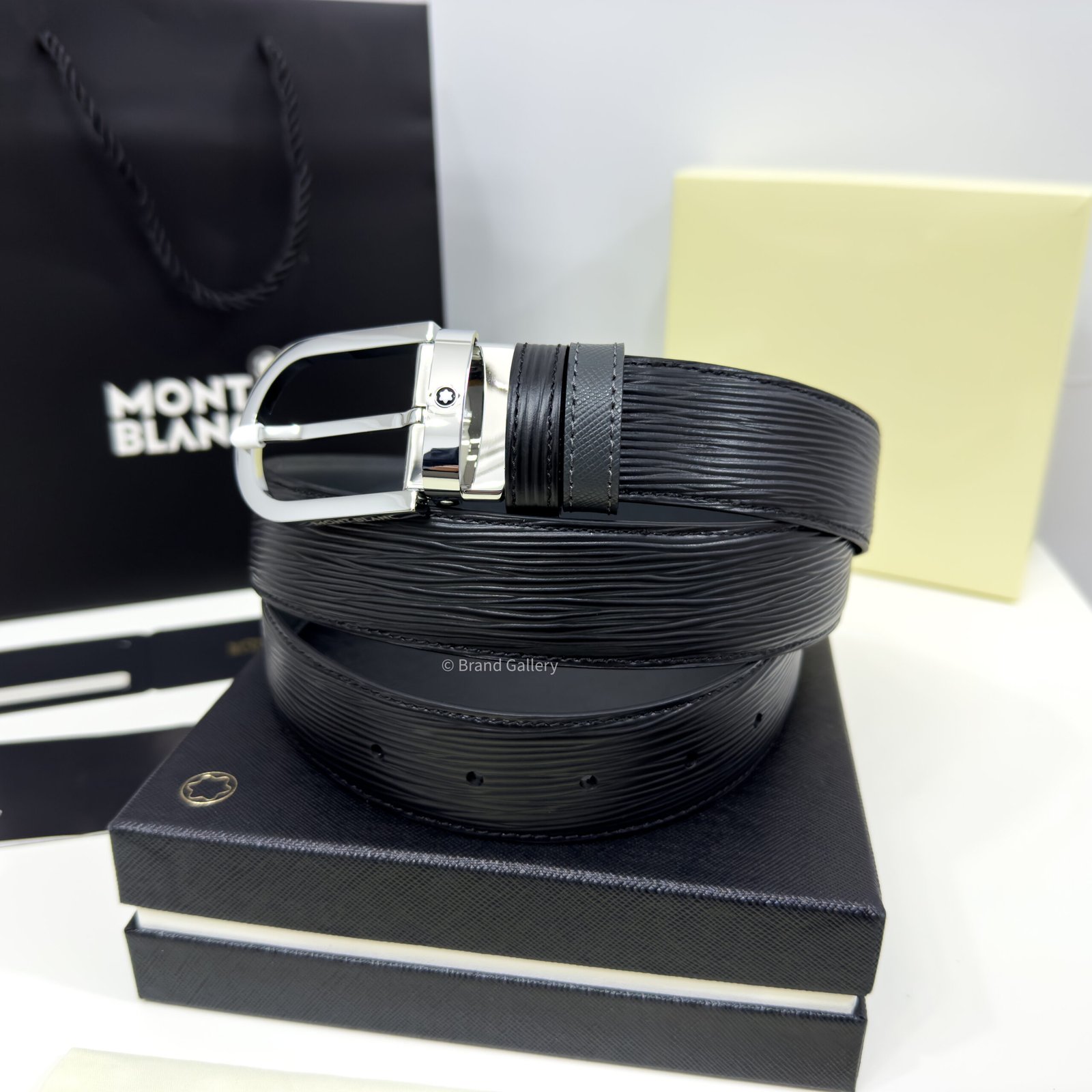 Montblanc Black/Gray 35MM Reversible Leather Belt