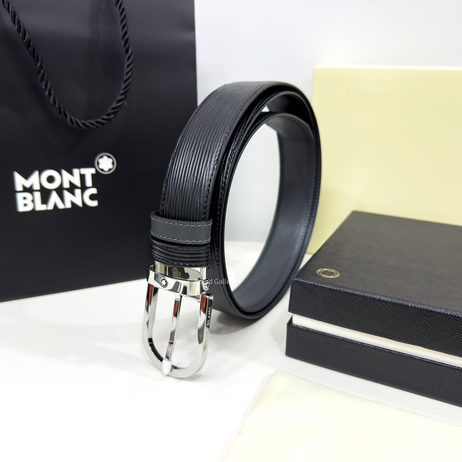 Montblanc Black/Gray 35MM Reversible Leather Belt
