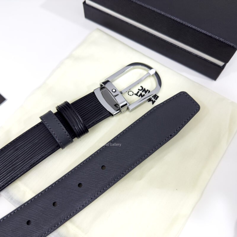 Montblanc Black/Gray 35MM Reversible Leather Belt