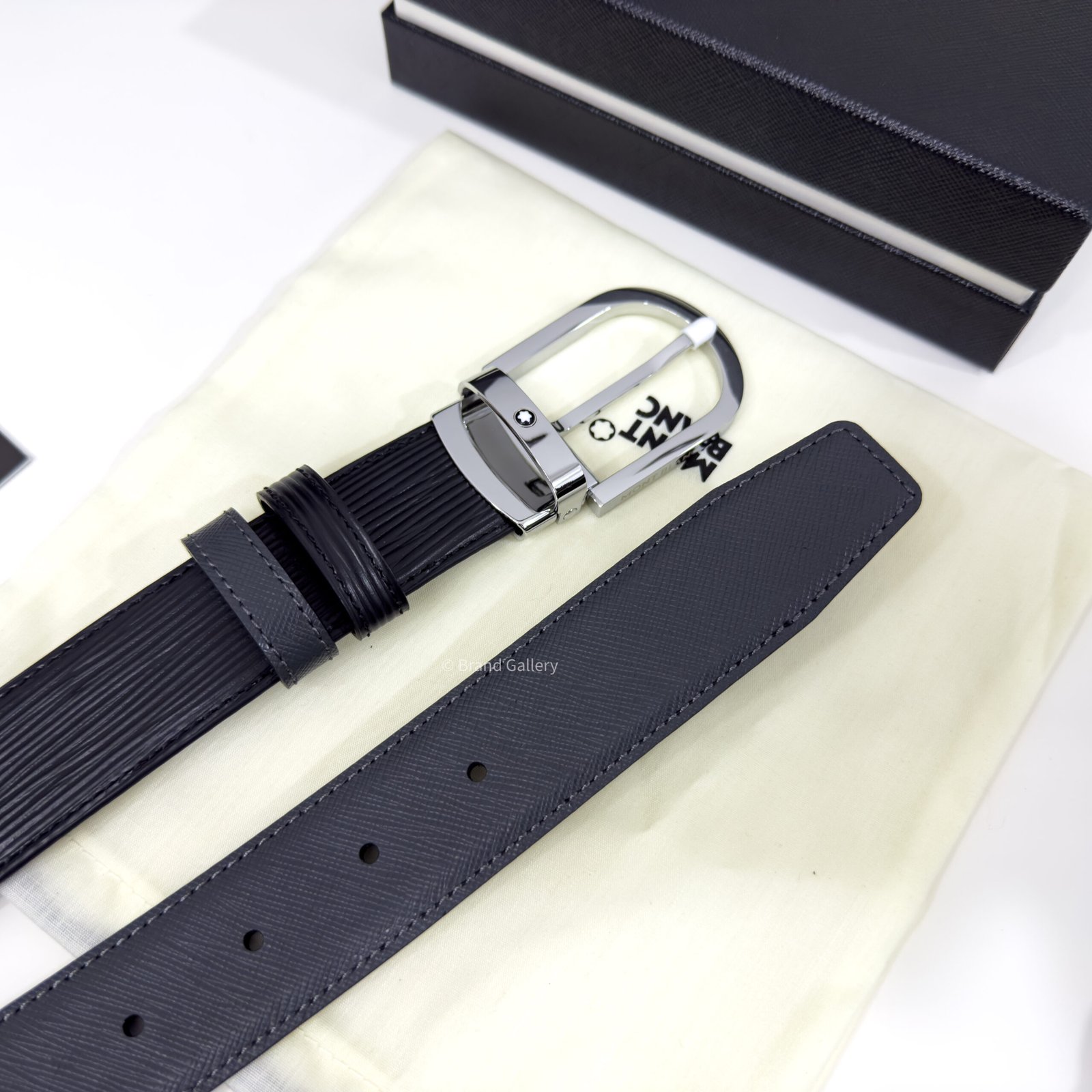 Montblanc Black/Gray 35MM Reversible Leather Belt