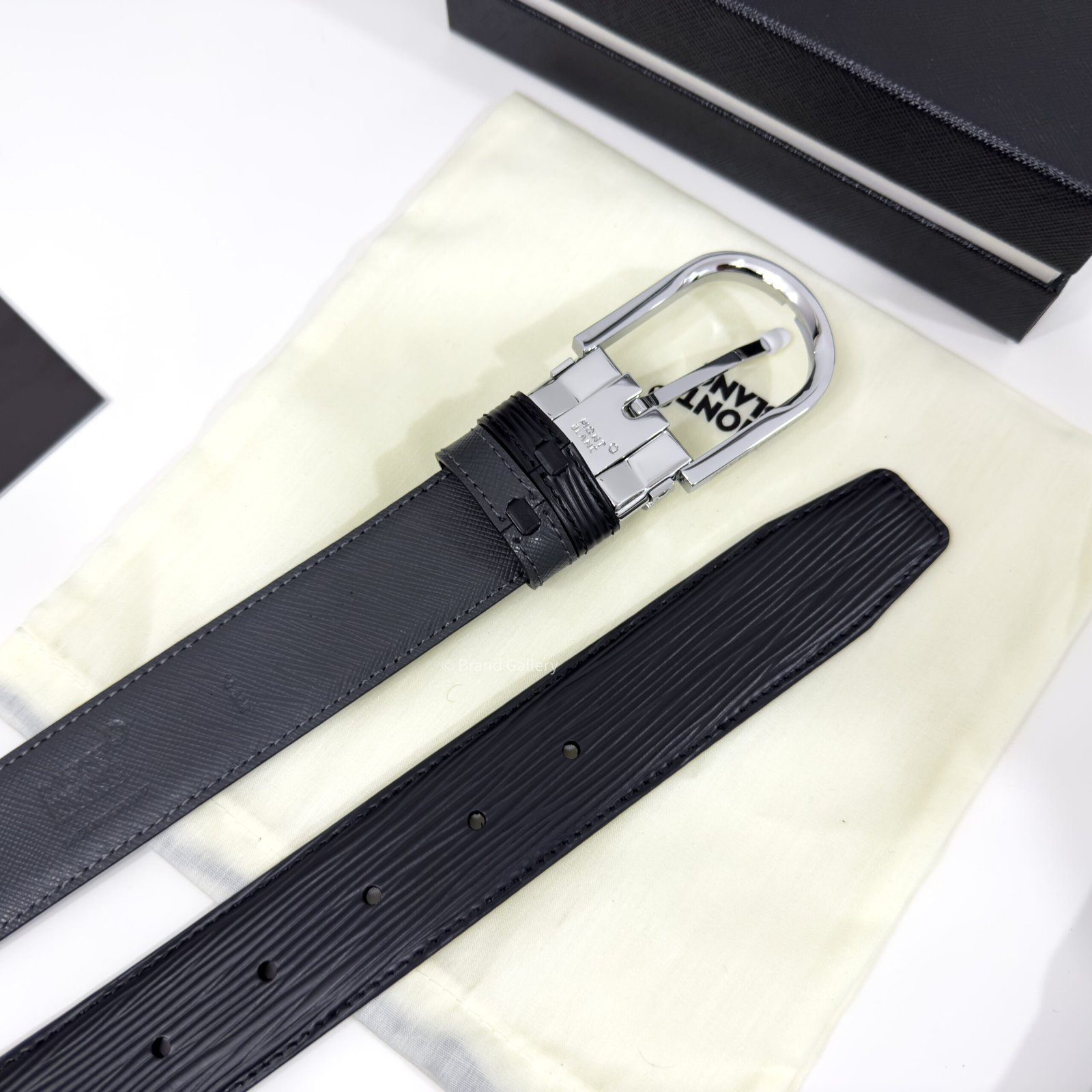 Montblanc Black/Gray 35MM Reversible Leather Belt