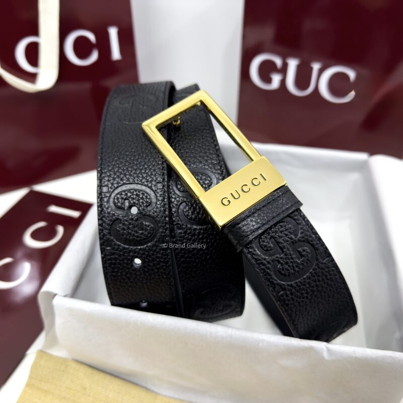 Gucci Rectangular Buckle Black 35mm Leather Belt